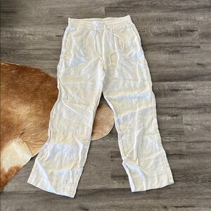 James Perse White Linen Drawstring Chinos